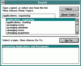 Figure 12: Windows 3.1 Help.Search dialog.