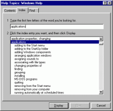 Figure 13: Windows 95 Help.Index tab.