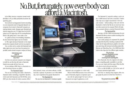The Macintosh LC (to the right) advertised with the Macintosh Classic and IIsi. Image source: http://www.vectronicscollections.org